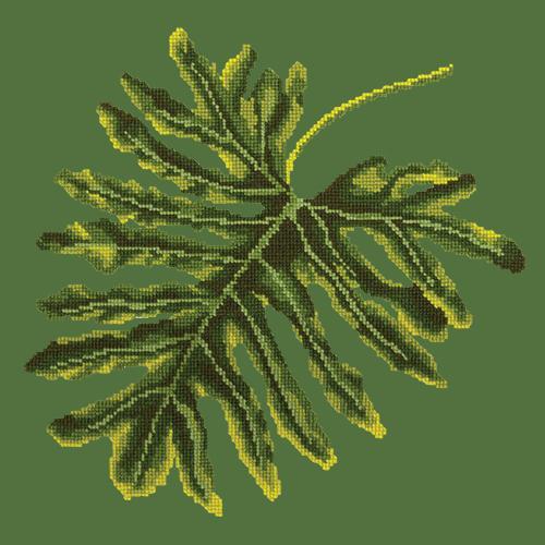 Philodendron Leaf Needlepoint Kit Elizabeth Bradley Design Dark Green 
