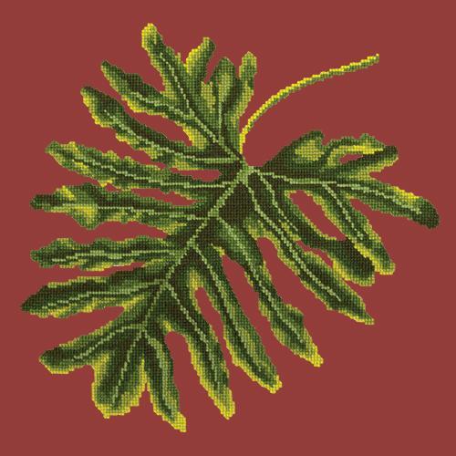 Philodendron Leaf Needlepoint Kit Elizabeth Bradley Design Dark Red 