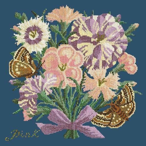 Pink Needlepoint Kit Elizabeth Bradley Design Dark Blue 