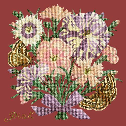 Pink Needlepoint Kit Elizabeth Bradley Design Dark Red 