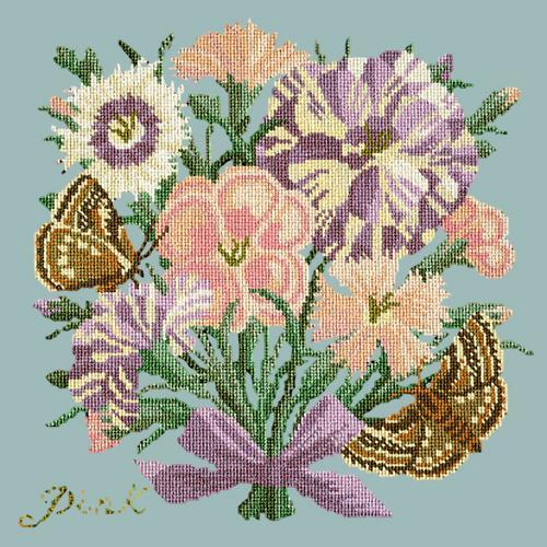 Pink Needlepoint Kit Elizabeth Bradley Design Pale Blue 