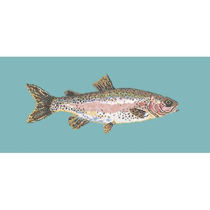 Rainbow Trout Needlepoint Kit Elizabeth Bradley Design Duck Egg Blue 