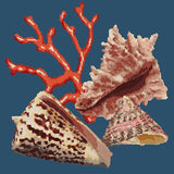 Red Coral Needlepoint Kit Elizabeth Bradley Design Dark Blue 