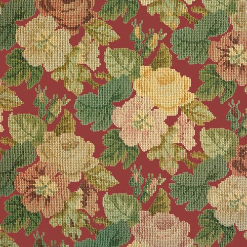 Repeating Roses Needlepoint Kit Elizabeth Bradley Design Dark Red 