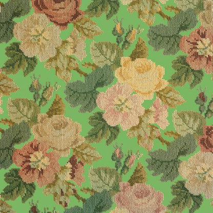 Repeating Roses Needlepoint Kit Elizabeth Bradley Design Grass Green 