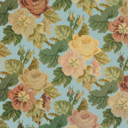 Repeating Roses Needlepoint Kit Elizabeth Bradley Design Pale Blue 