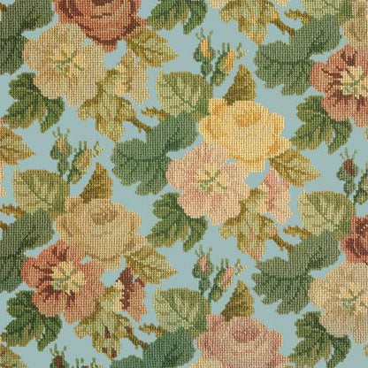 Repeating Roses Needlepoint Kit Elizabeth Bradley Design Pale Blue 