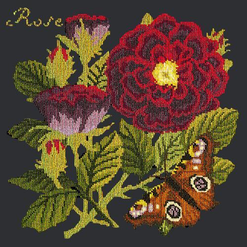 Rose Needlepoint Kit Elizabeth Bradley Design Black 