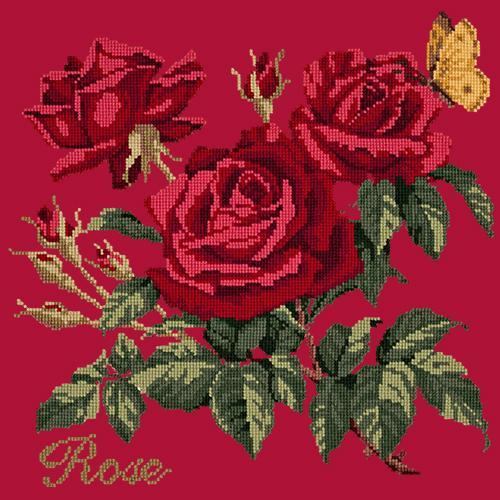 Rose Needlepoint Kit Elizabeth Bradley Design Bright Red 