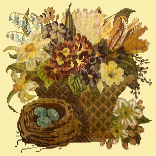 Spring Basket Needlepoint Kit Elizabeth Bradley Design Butter Yellow 