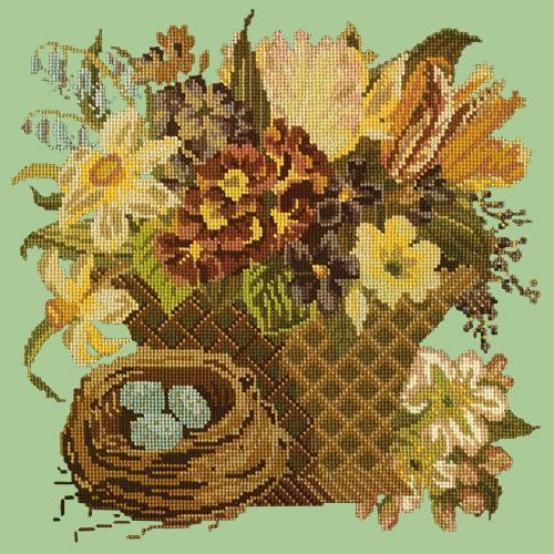 Spring Basket Needlepoint Kit Elizabeth Bradley Design Pale Green 