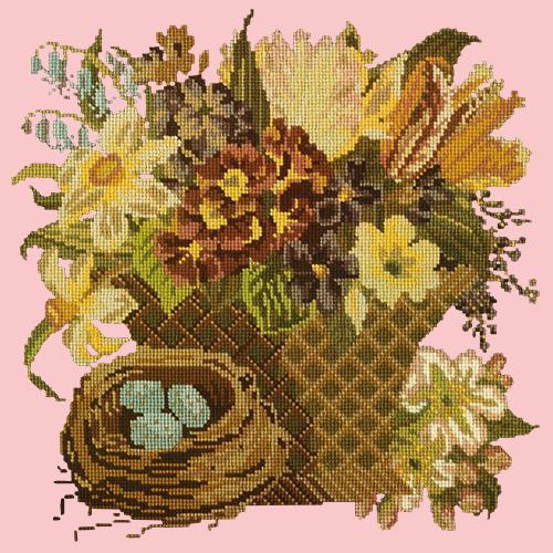 Spring Basket Needlepoint Kit Elizabeth Bradley Design Pale Rose 