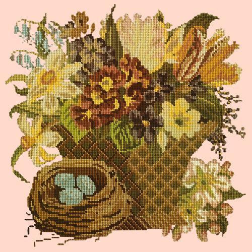 Spring Basket Needlepoint Kit Elizabeth Bradley Design Salmon Pink 