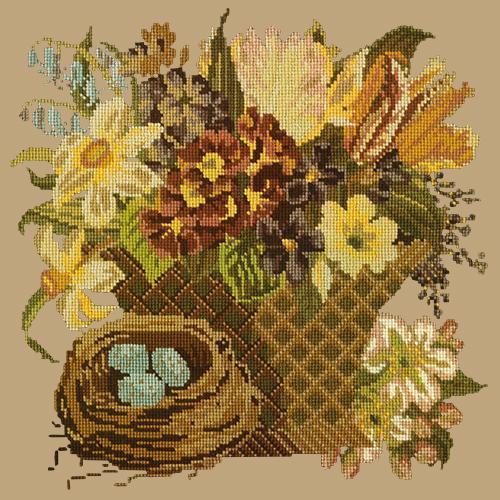 Spring Basket Needlepoint Kit Elizabeth Bradley Design Sand 