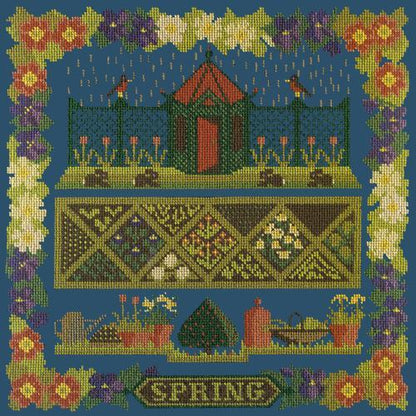 Spring Sampler Needlepoint Kit Elizabeth Bradley Design Dark Blue 