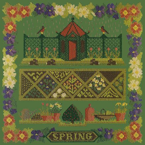 Spring Sampler Needlepoint Kit Elizabeth Bradley Design Dark Green 