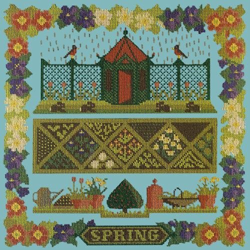 Spring Sampler Needlepoint Kit Elizabeth Bradley Design Duck Egg Blue 