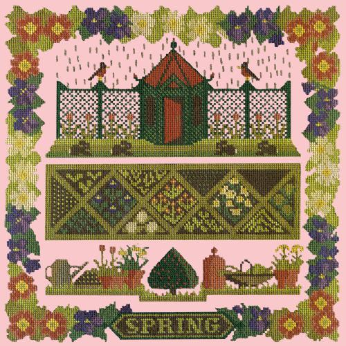 Spring Sampler Needlepoint Kit Elizabeth Bradley Design Pale Rose 