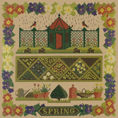 Spring Sampler Needlepoint Kit Elizabeth Bradley Design Sand 