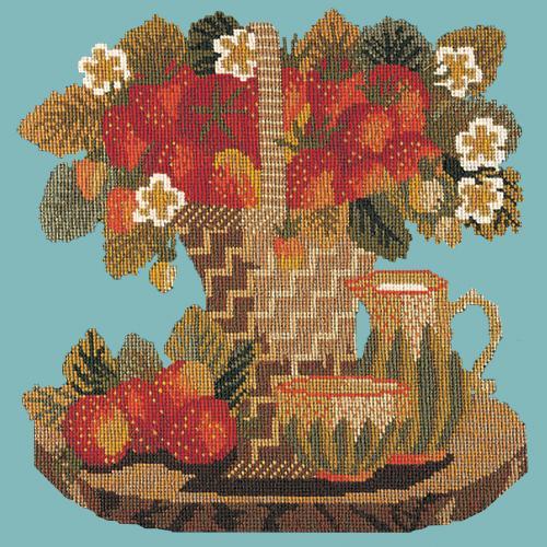 Strawberries Needlepoint Kit Elizabeth Bradley Design Duck Egg Blue 