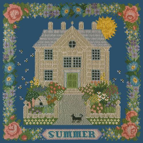 Summer Sampler Needlepoint Kit Elizabeth Bradley Design Dark Blue 