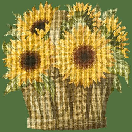 Sunflower Basket Needlepoint Kit Elizabeth Bradley Design Dark Green 