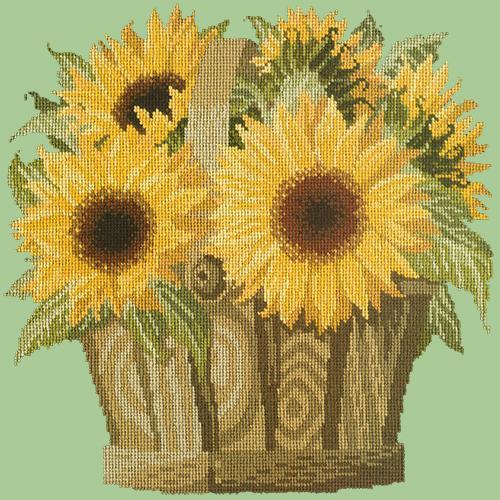 Sunflower Basket Needlepoint Kit Elizabeth Bradley Design Pale Green 