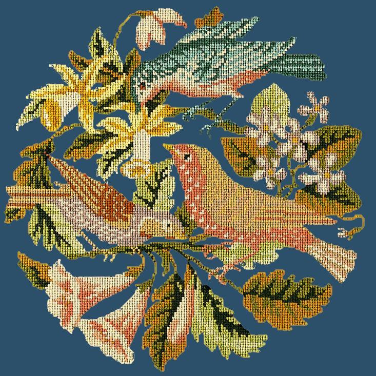 The Three Birds Needlepoint Kit Elizabeth Bradley Design Dark Blue 