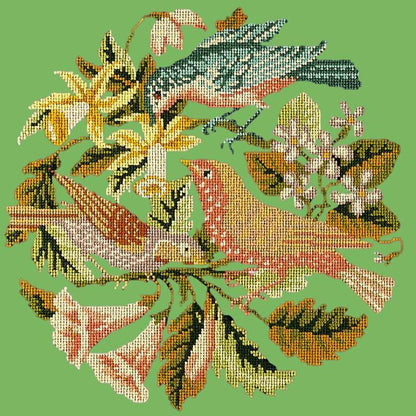 The Three Birds Needlepoint Kit Elizabeth Bradley Design Grass Green 