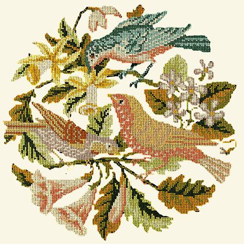 The Three Birds Needlepoint Kit Elizabeth Bradley Design Winter White 