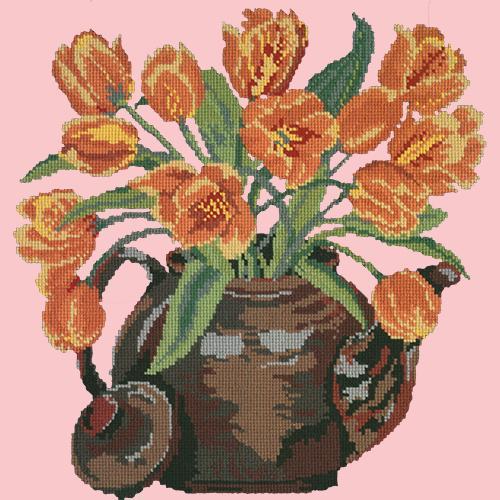 Tulip Teapot Needlepoint Kit Elizabeth Bradley Design Pale Rose 