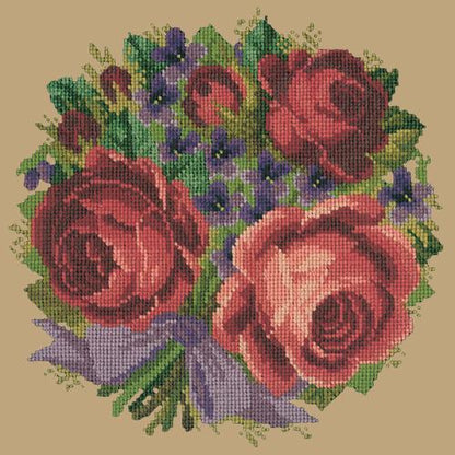 Violets and Roses Needlepoint Kit Elizabeth Bradley Design Sand 