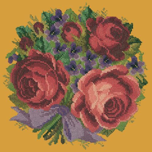 Violets and Roses Needlepoint Kit Elizabeth Bradley Design Yellow 