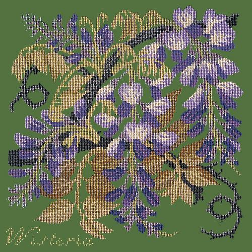 Wisteria Needlepoint Kit Elizabeth Bradley Design Dark Green 