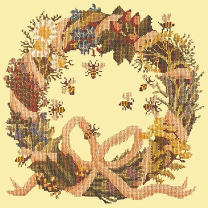 Wreath of Herbs Needlepoint Kit Elizabeth Bradley Design Butter Yellow 