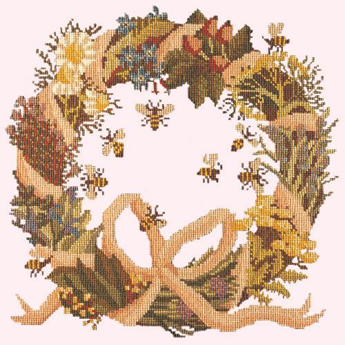 Wreath of Herbs Needlepoint Kit Elizabeth Bradley Design Cream 