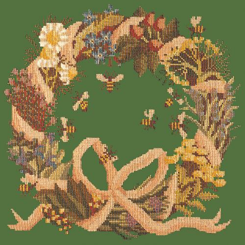 Wreath of Herbs Needlepoint Kit Elizabeth Bradley Design Dark Green 