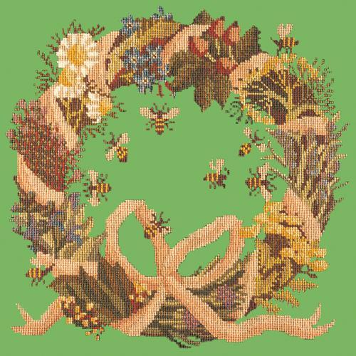 Wreath of Herbs Needlepoint Kit Elizabeth Bradley Design Grass Green 