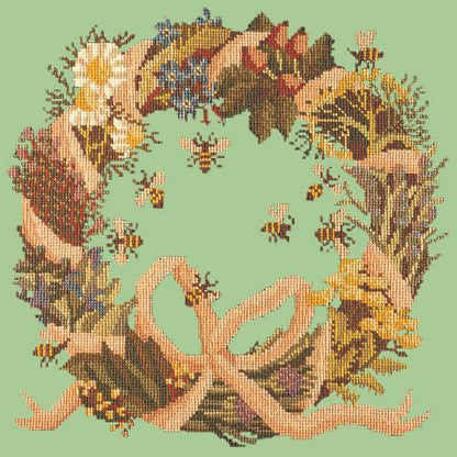 Wreath of Herbs Needlepoint Kit Elizabeth Bradley Design Pale Green 