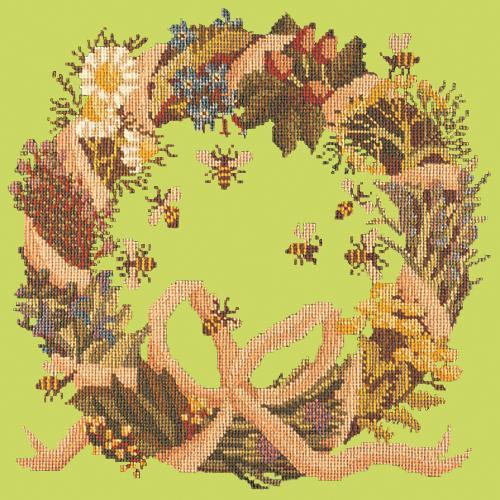 Wreath of Herbs Needlepoint Kit Elizabeth Bradley Design Pale Lime 