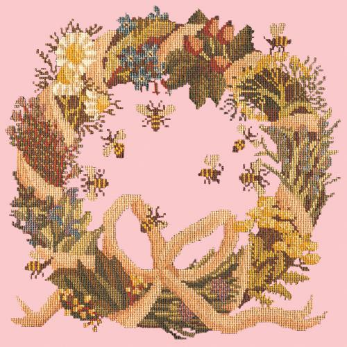 Wreath of Herbs Needlepoint Kit Elizabeth Bradley Design Pale Rose 