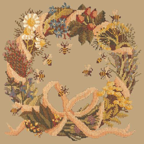 Wreath of Herbs Needlepoint Kit Elizabeth Bradley Design Sand 