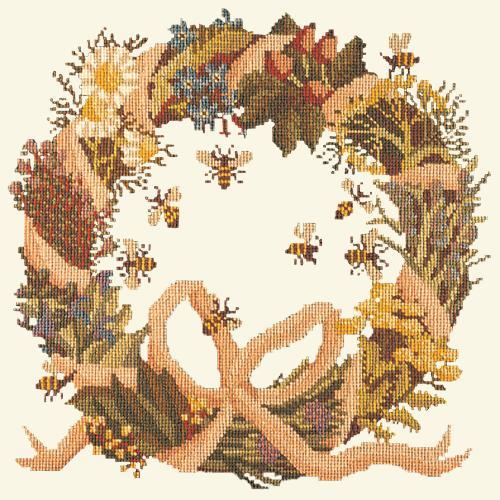 Wreath of Herbs Needlepoint Kit Elizabeth Bradley Design Winter White 