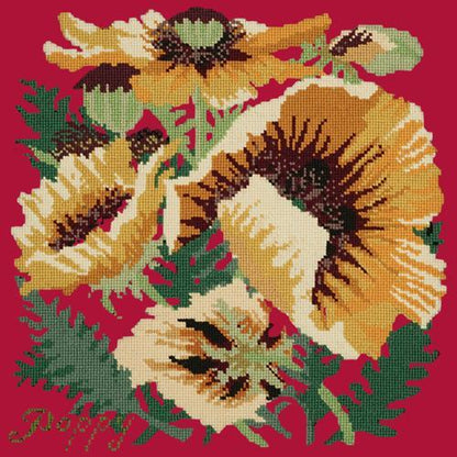 Yellow Poppy Needlepoint Kit Elizabeth Bradley Design Bright Red 