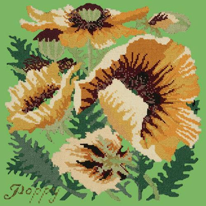 Yellow Poppy Needlepoint Kit Elizabeth Bradley Design Grass Green 