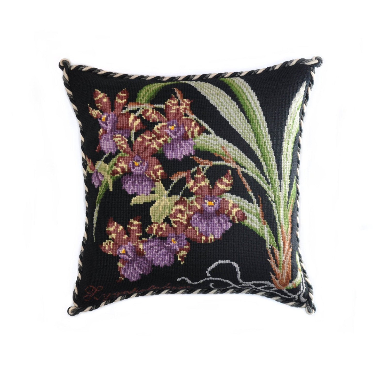 Zygopetalum (Ladybird Orchid) Needlepoint Kit Elizabeth Bradley Design Black 